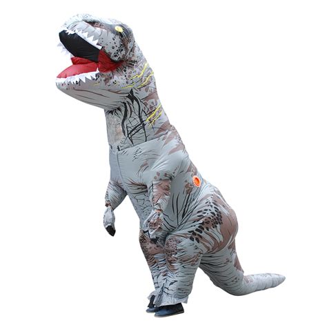 Adult White T Rex Inflatable Dinosaur Costume Fancy Dress Cosplay