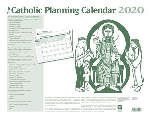 2020 catholic planner weekly printable: 2020 Catholic Planning Calendar - The Paraclete Catholic Bookstore