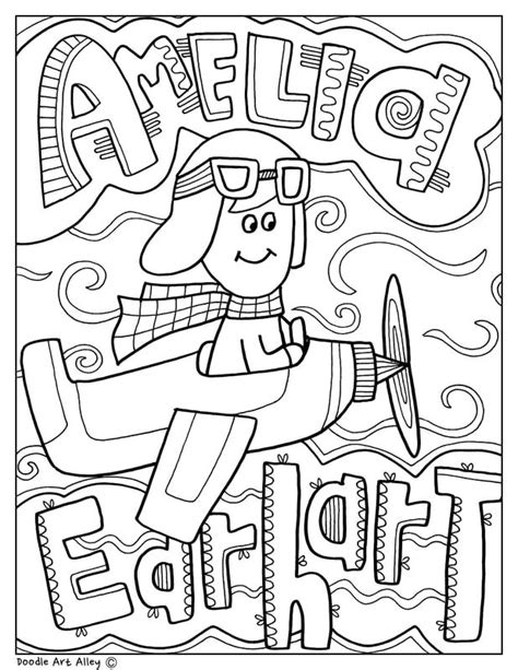 Amelia Earhart Coloring Page #ameliaearhart #pilot #coloringpage in