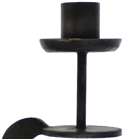 Antique Style Metal Taper Holder With Mountable Bottom Screw In Black