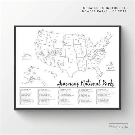 63 National Parks Map Printable Map Coloring Parks Map Etsy