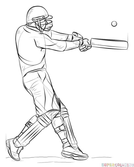 How To Draw A Cricket Player Step By Step Drawing Tutorials Sports