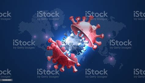 Mutating Virus Concept In A Futuristic Style On A Dark Background With