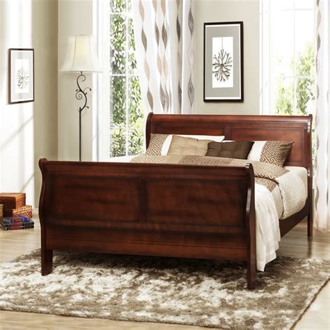 Shop Canterbury Cherry Finish Full Size Sleigh Bed Free Shipping