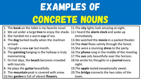 Examples Of Concrete Nouns In Sentences With Answers EngDic