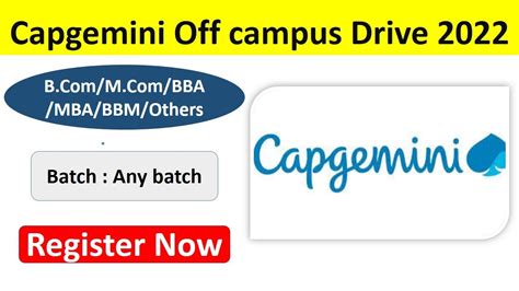 Capgemini Off Campus Drive 2022 Registration Recruitment For Fresher