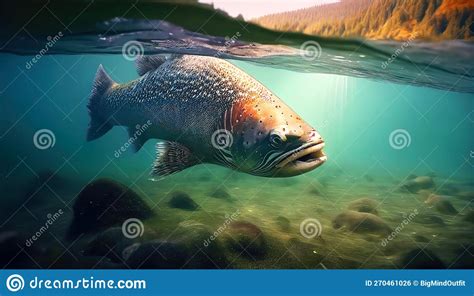 A Stunning Illustration Of Lake Fish In Their Underwater World Stock