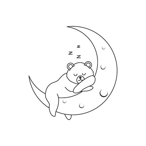 Premium Vector Baby Bear Sleeping In The Moon Vector Logo