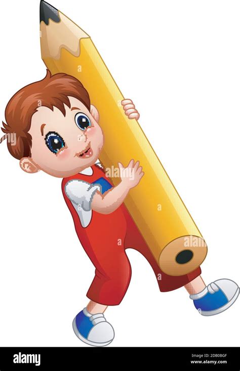 Boy Holding A Pencil Stock Vector Images Alamy