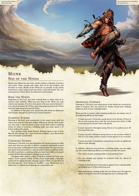 Monk Way Of The Winds Dnd E Homebrew Dungeons And Dragons Homebrew D D Dungeons And Dragons