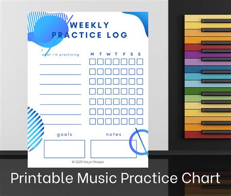 Weekly Practice Log Printable Music Practice Sheet Music Etsy