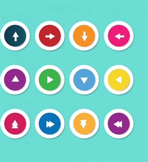 Navigation Buttons Collection Colorful Round Flat Design Vectors