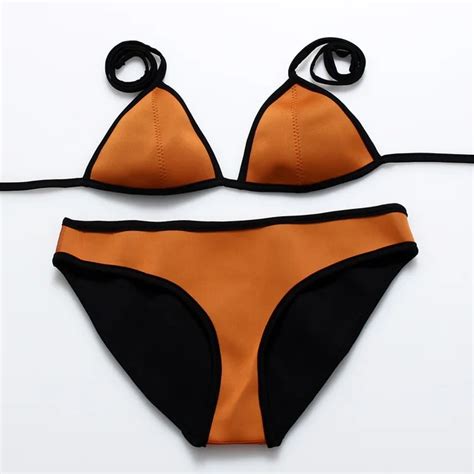 Bandea 2017 New Sexy Neoprene Bikini Set Solid Swimwear Women Swimsuit