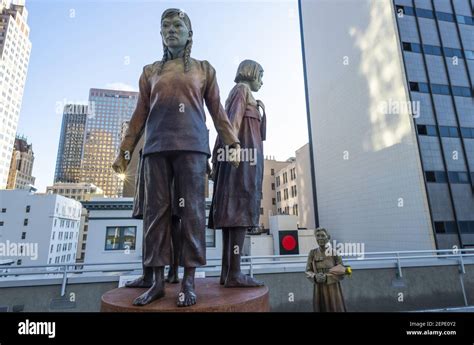 the statue “comfort women” column of strength by sculptor steven whyte is seen in san