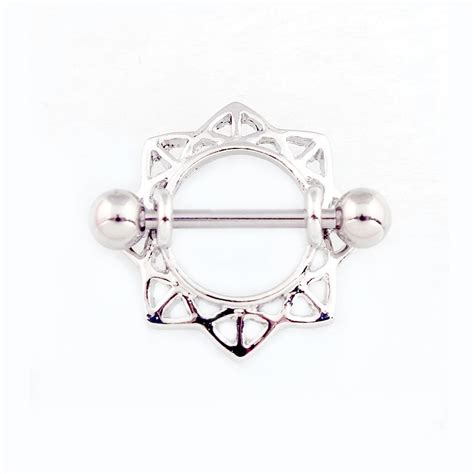 Silver Circular With 8 Pointed Edging Nipple Piercing Dresstech Store