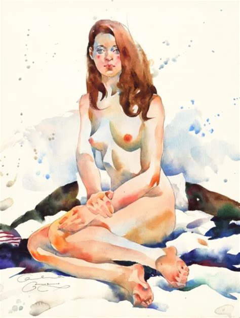 Original Watercolor Painting Nude Watercolour Art Painting Nude Erotic