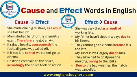 Cause And Effect Words In English English Study Here