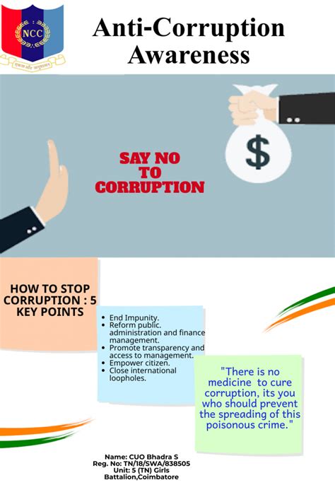 anti corruption awareness poster india ncc