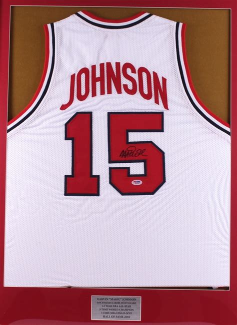 Magic Johnson Signed Team Usa Dream Team 26x34 Custom Framed Jersey