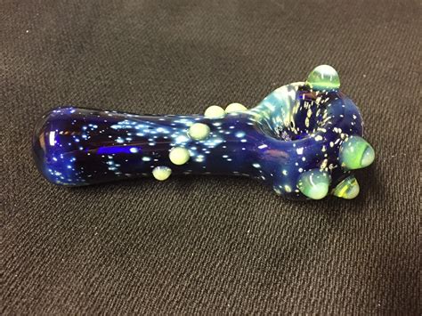 Galaxy Space Glass Pipe With Kiwi Slyme Dots Silver Fumed
