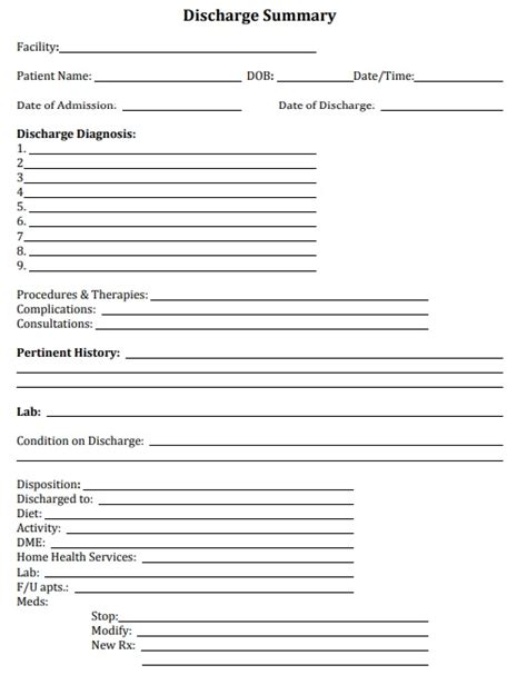 Hospital Discharge Template Download Excel Tmp