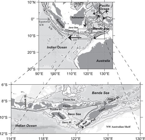 Bathymetry In The Indonesian Seas Based On Etopo1 Data Upper The