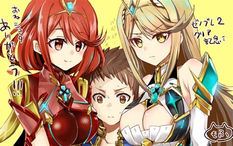 Pyra Mythra And Rex Xenoblade Chronicles And 1 More Drawn By