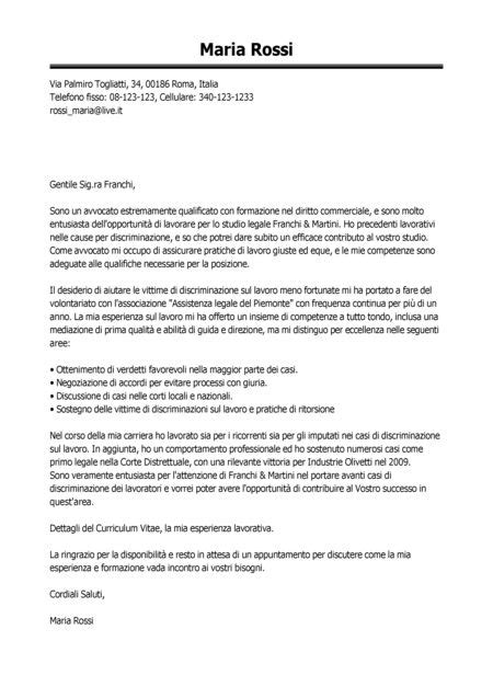 Ho letto con interesse il vs. Esempio Lettera di Presentazione Avvocato | Modello ...