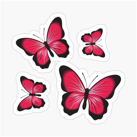 Cute Pink Butterflies Sticker By Redouanesolo Pink Butterfly