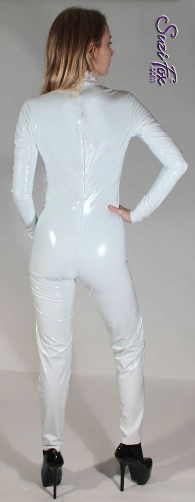 Custom Smooth Front Catsuit By Suzi Fox Shown In Stretch Gloss White