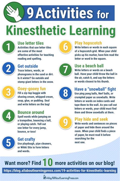 9 Activities For Kinesthetic Learning Infographic