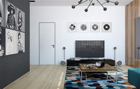 Music inspired bedroom in the attic with simple and yet dramatic setting, decorated with various guitars looks adorable and really elegant. Interior Design For Musicians: 2 Music Themed Home Designs