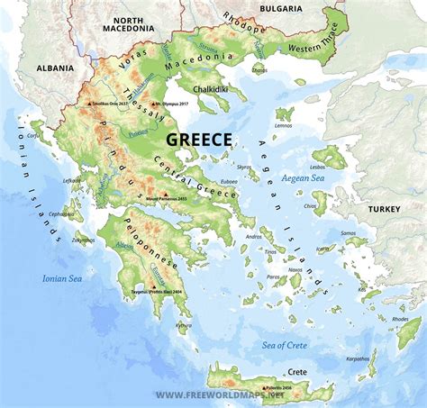 Physical Map Of Greece Terminal Map