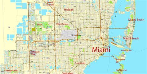 City Map Miami Vector Urban Plan Adobe Pdf Editable Street Map