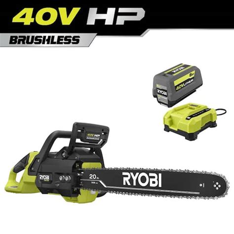Ryobi 40v Hp Brushless 20 In Battery Chainsaw With 80 Ah Battery And