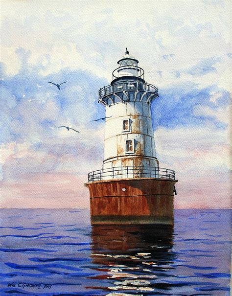 Hooper Island Lighthouse Painting By William Gardner Fine Art America