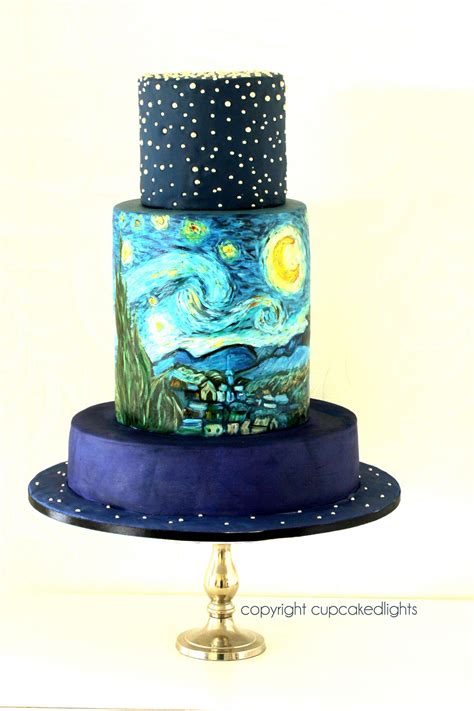 Starry Night Sky Gogh Cake Sunflower Cakes Painted Cakes