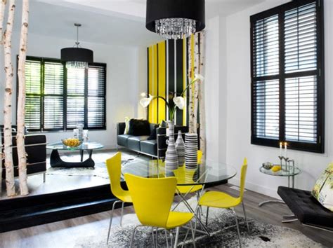 Contemporary Dining And Livingroom With Black Grey And