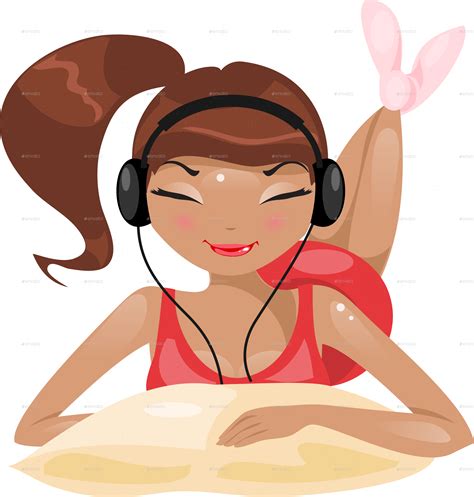 Girl Listening To Music By Artbesouro Graphicriver