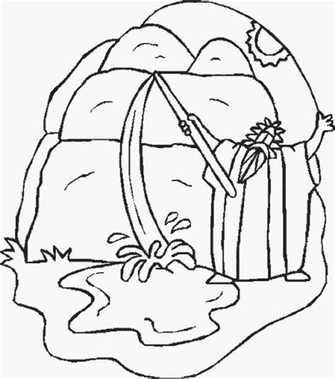 Moses Strikes The Rock Coloring Sheet Coloring Pages