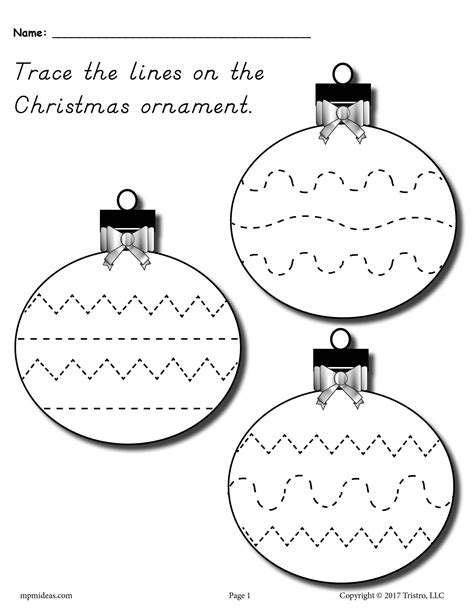 Printable Christmas Ornament Line Tracing Worksheet Christmas