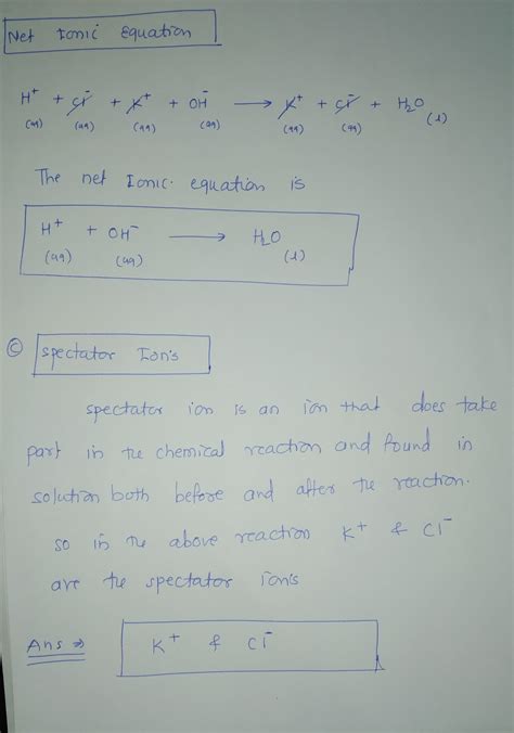 Solved For The Reaction Of Hydrochloric Acid And Potassium Hydroxide