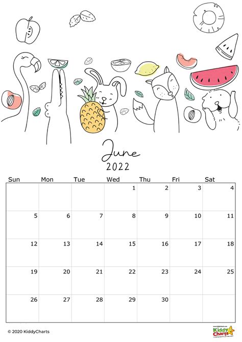 June 2022 Calendar Coloring Pages