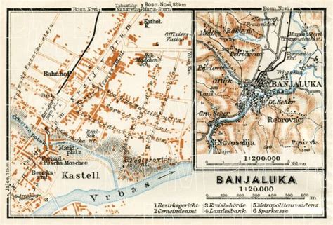 Old Map Of Banja Luka Banjaluka And Vicinity In 1929 Buy Vintage Map