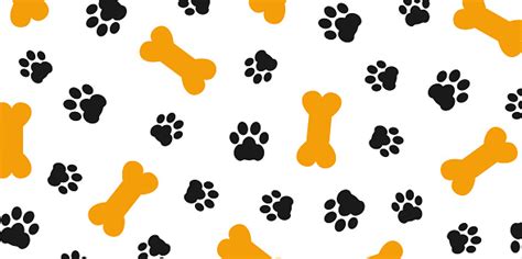 Black Trace Of Dog Paw Pattern With Paw Footprints And Bones Dog Bone