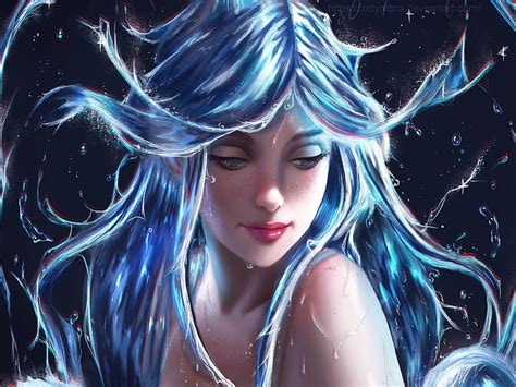 X Px P Free Download Mermaid Sakimichan Siren Face Blue Luminos Fantasy