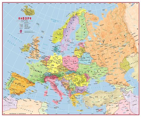 Huge Primary Europe Wall Map Political Laminated Fruugo Uk