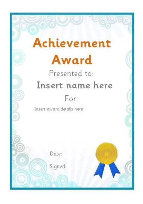 Editable Achievement Award Certificate Teachingresources Editable