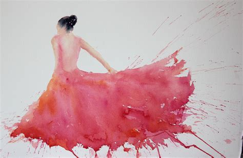 Scarlet Flamenco Watercolor Dancer Dancer Silhouette Flamenco Dancers