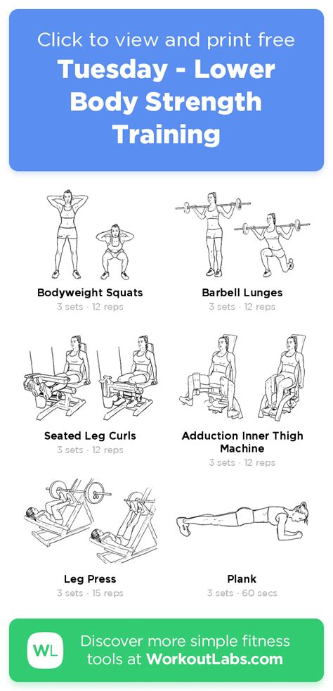 Tuesday Lower Body Strength Training · Free Workout By Workoutlabs